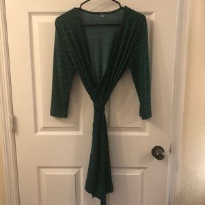 Cute Patterned Green Wrap Dress